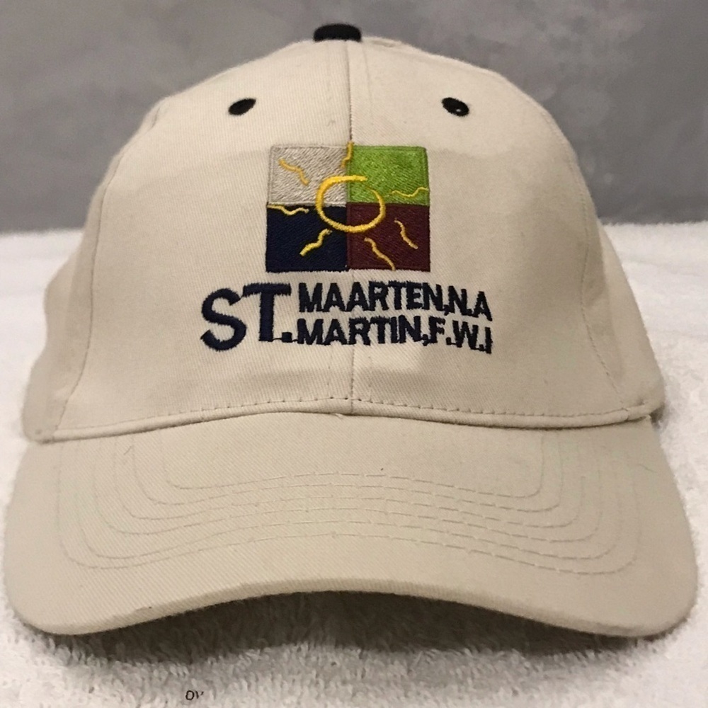 St. Maarten Adjustable Tan & Black Travel & Beach Baseball Cap